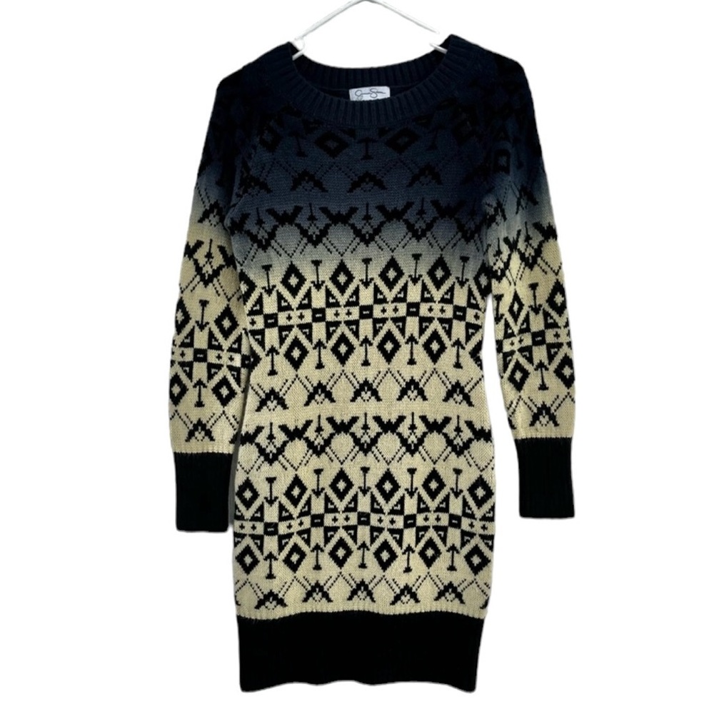 Jessica Simpson Black and Cream Patterned Dress